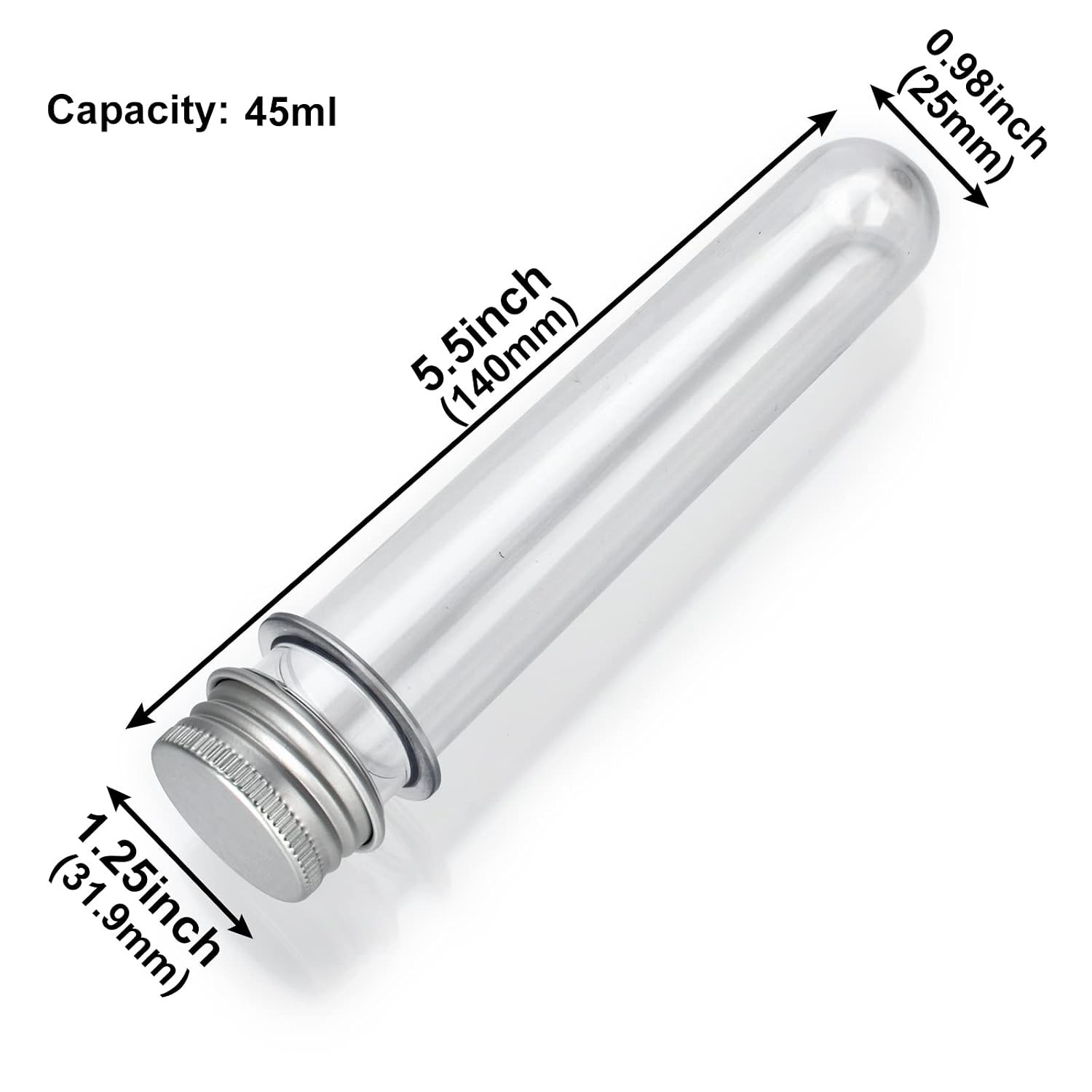 Plastic Test Tubes with Screw Caps 45ml Clear Tubes for Scientific Experiments