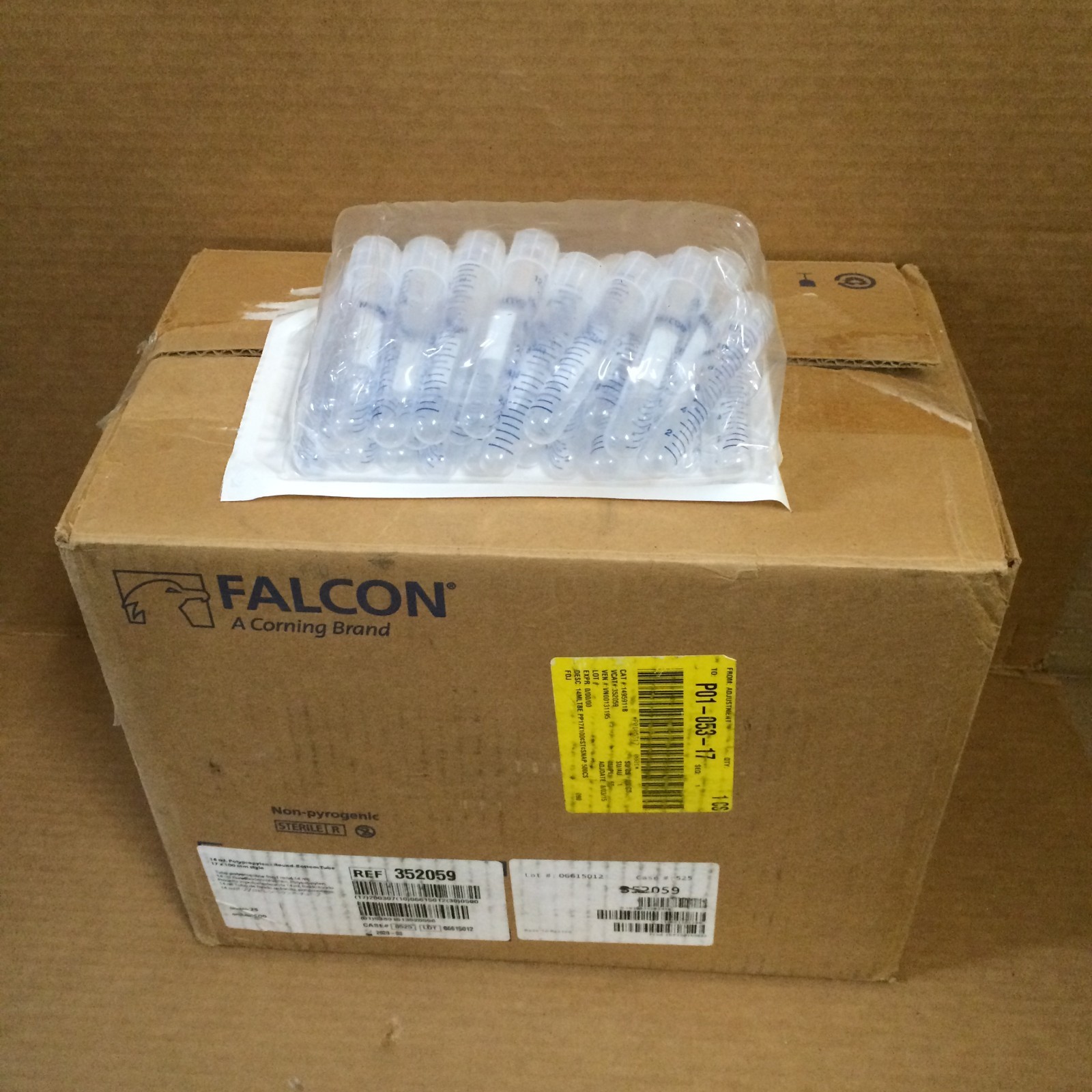 (450 Ct) CORNING FALCON 14mL Graduated Round Bottom PP Test Tube 17x100mm 352059