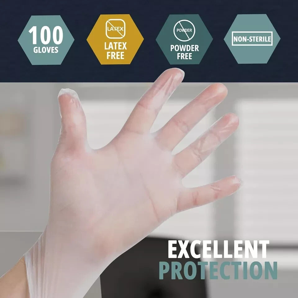 MedPride Medical Examination Vinyl Gloves ,N/S Powder Free, Large-1000 Gloves/CS