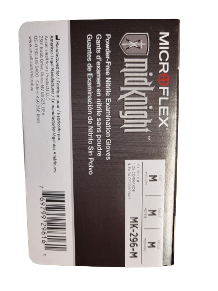 Midknight Exam Gloves, Nitrile, Textured, Black, 5.9mil thick Medium Large or XL