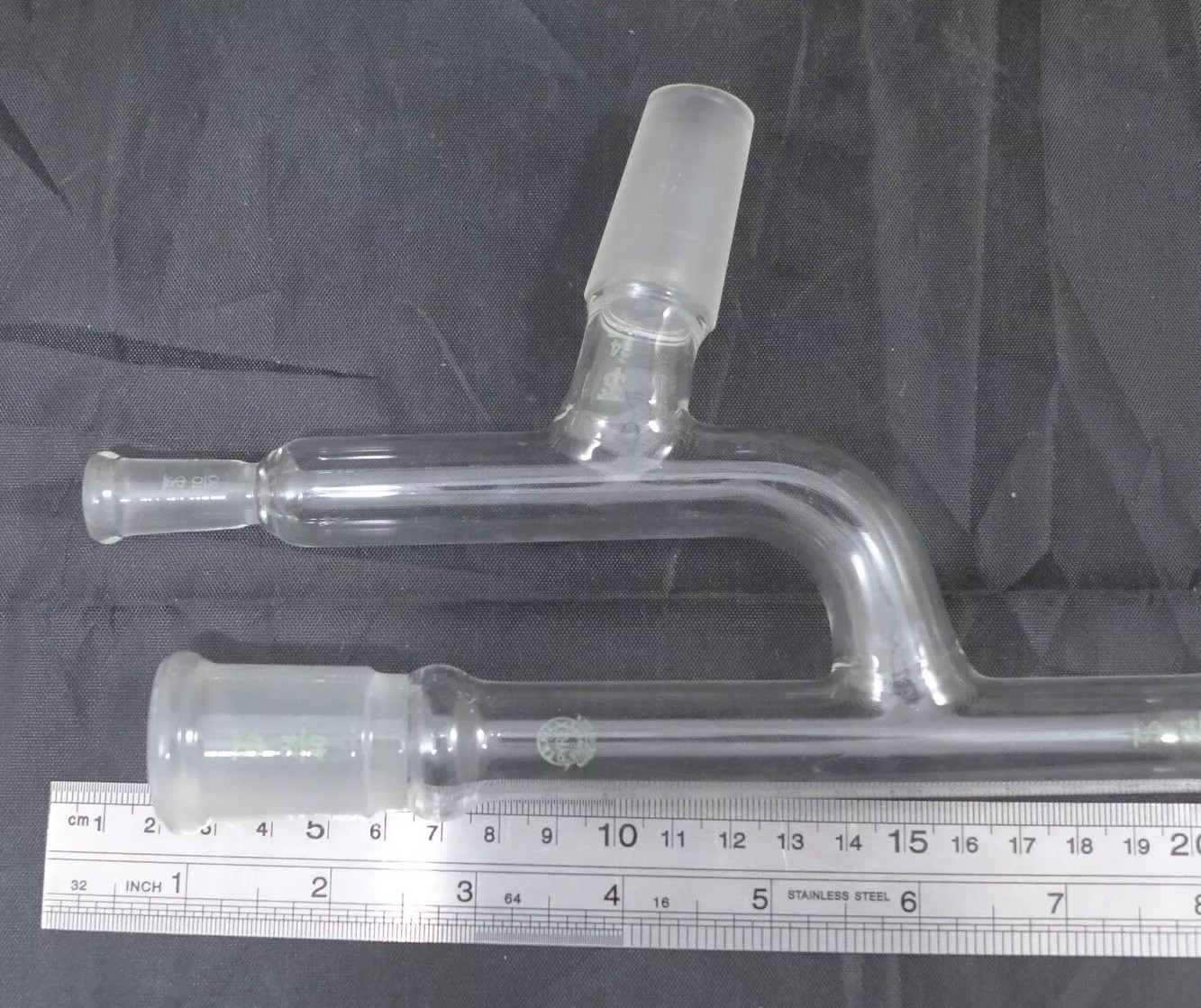 CORNING Pyrex Expanded Claisen Distilling Adapter ST 24/40, thermometer ST 10/30
