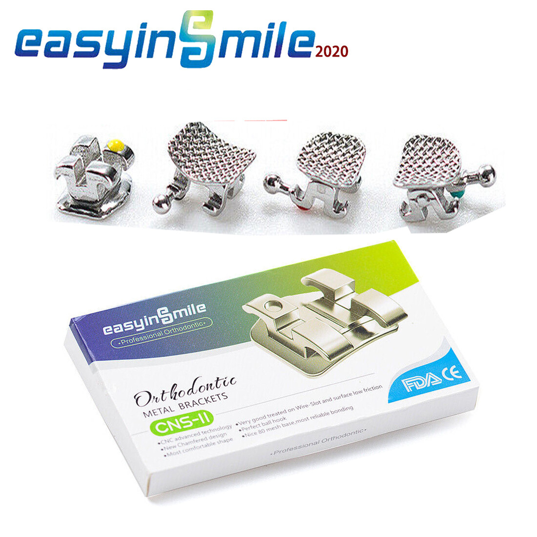 Easyinsmile Dental Metal Orthodontic Bracket Brace MINI Roth Slot.022 Hook 3-4-5