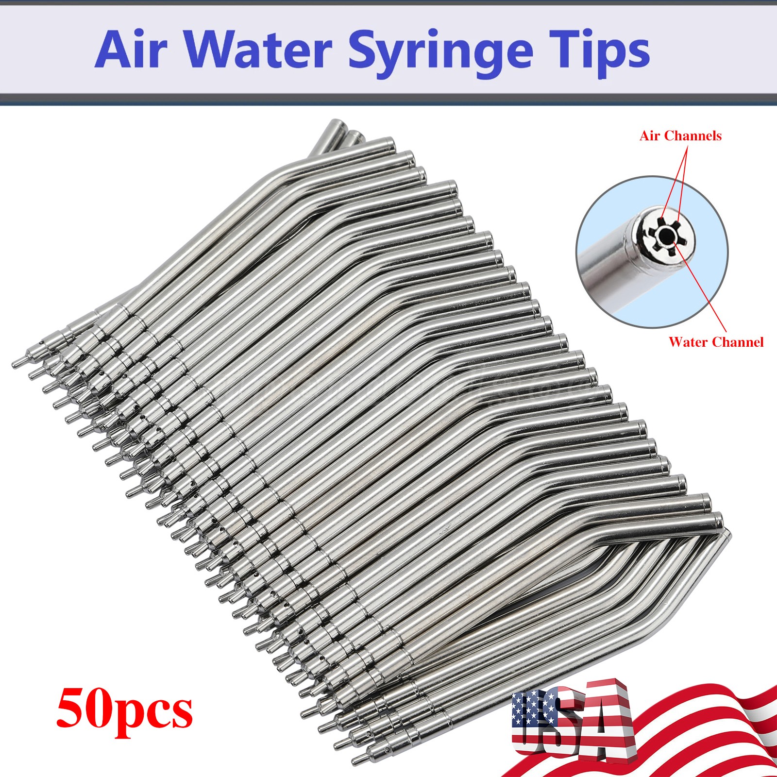 50pcs dental 3 Way Syringe tips Air Water Spray For 3 Way Tube Nozzles Tips