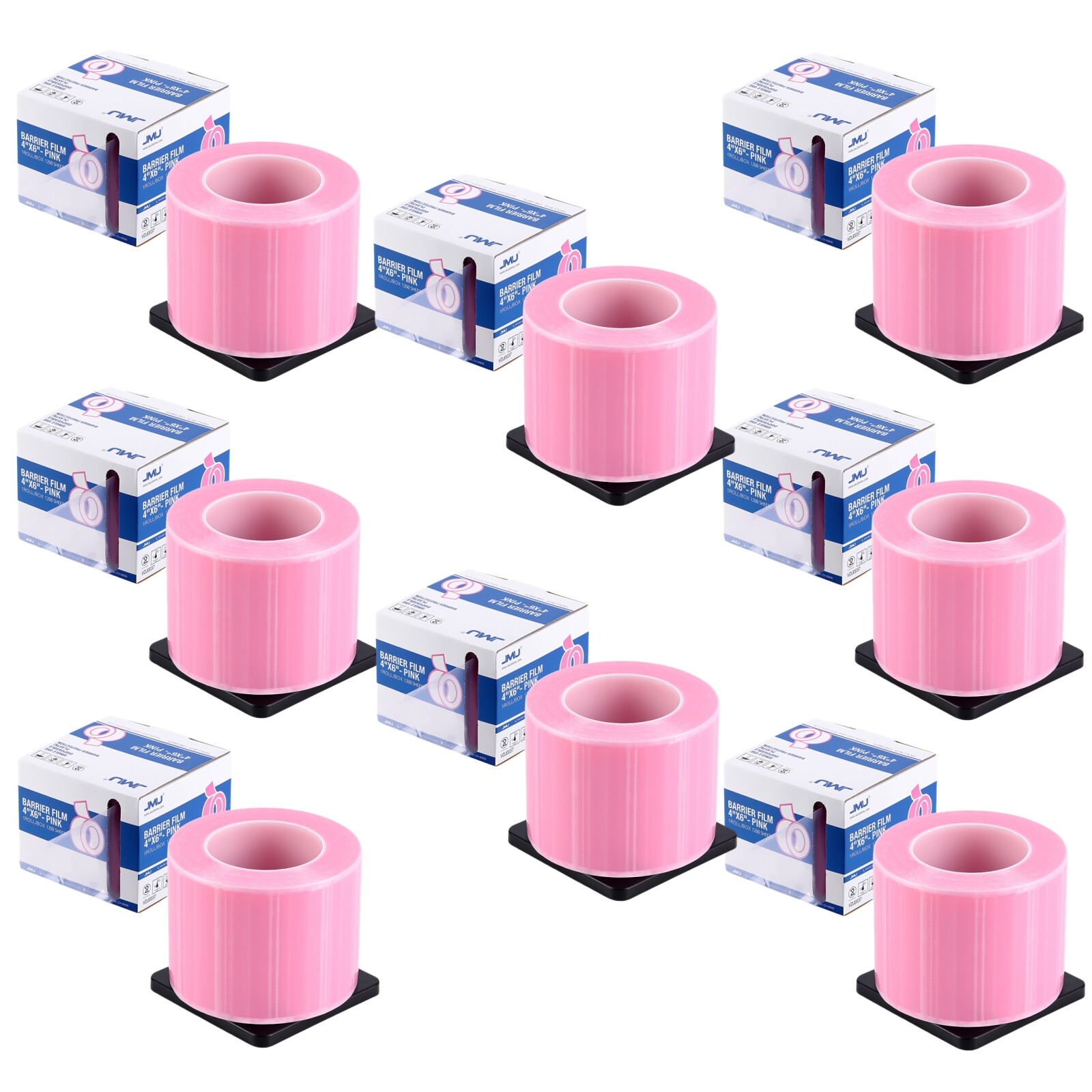 8 Rolls Pink Barrier Film 4″ x 6″ Adhesive Surface 1200 Sheets for Dental Tattoo