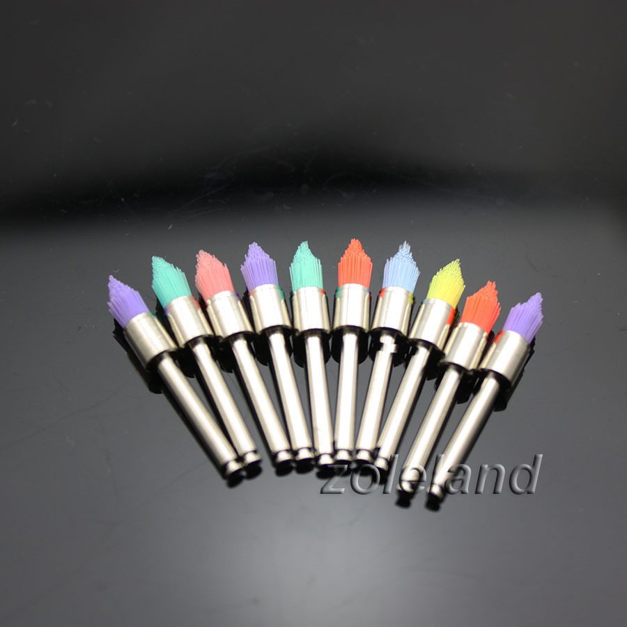 100 PCS Mixed Color Dental Prophy Brush Polishing Polisher Nylon Latch Taperd
