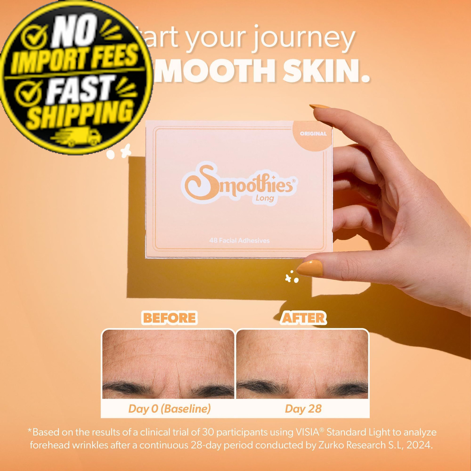 Smoothies Long Forehead Wrinkle Patches for Face 1 Count (Pack of 48)
