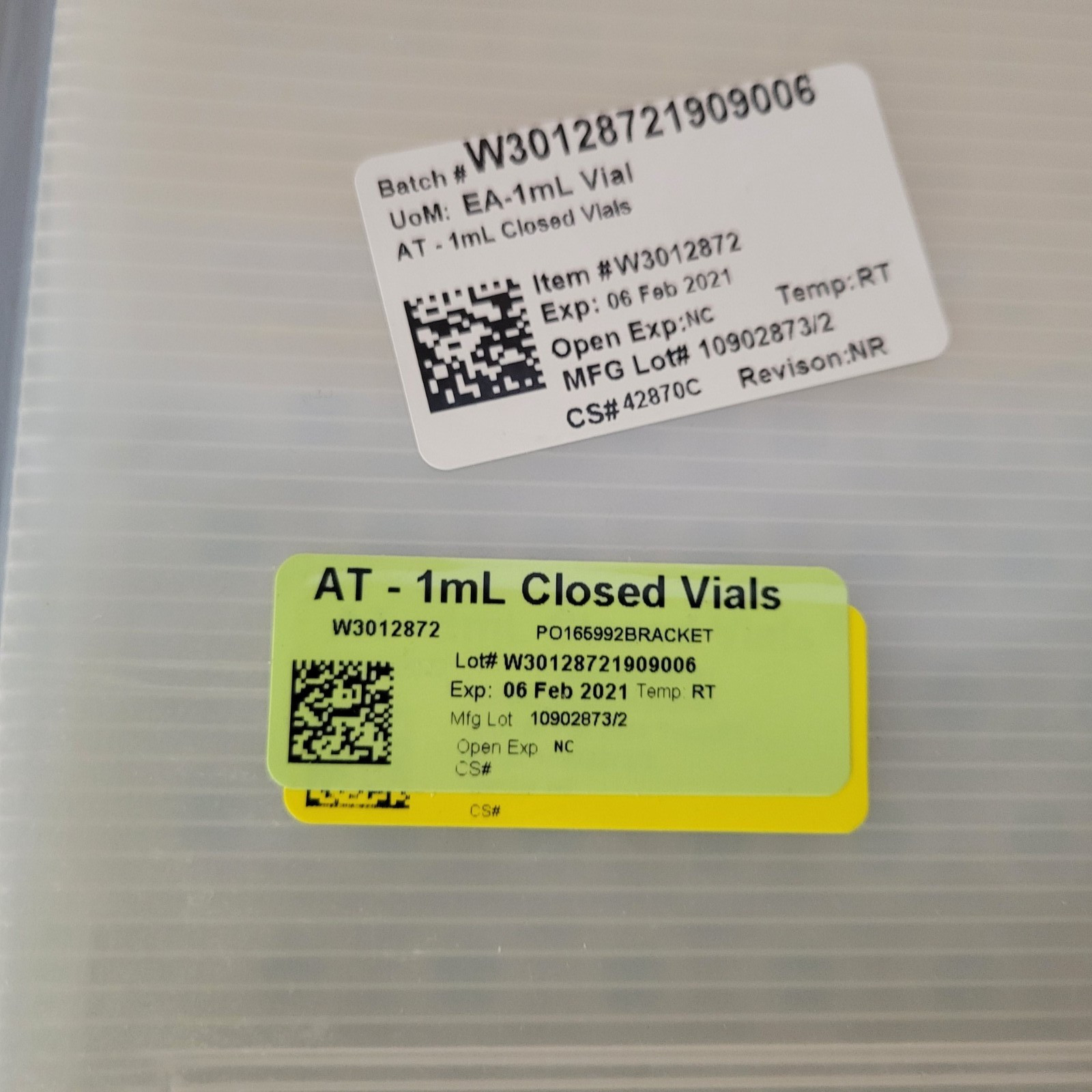 1 tray, 377 Aseptic Technologies AT-1 ml closed vials