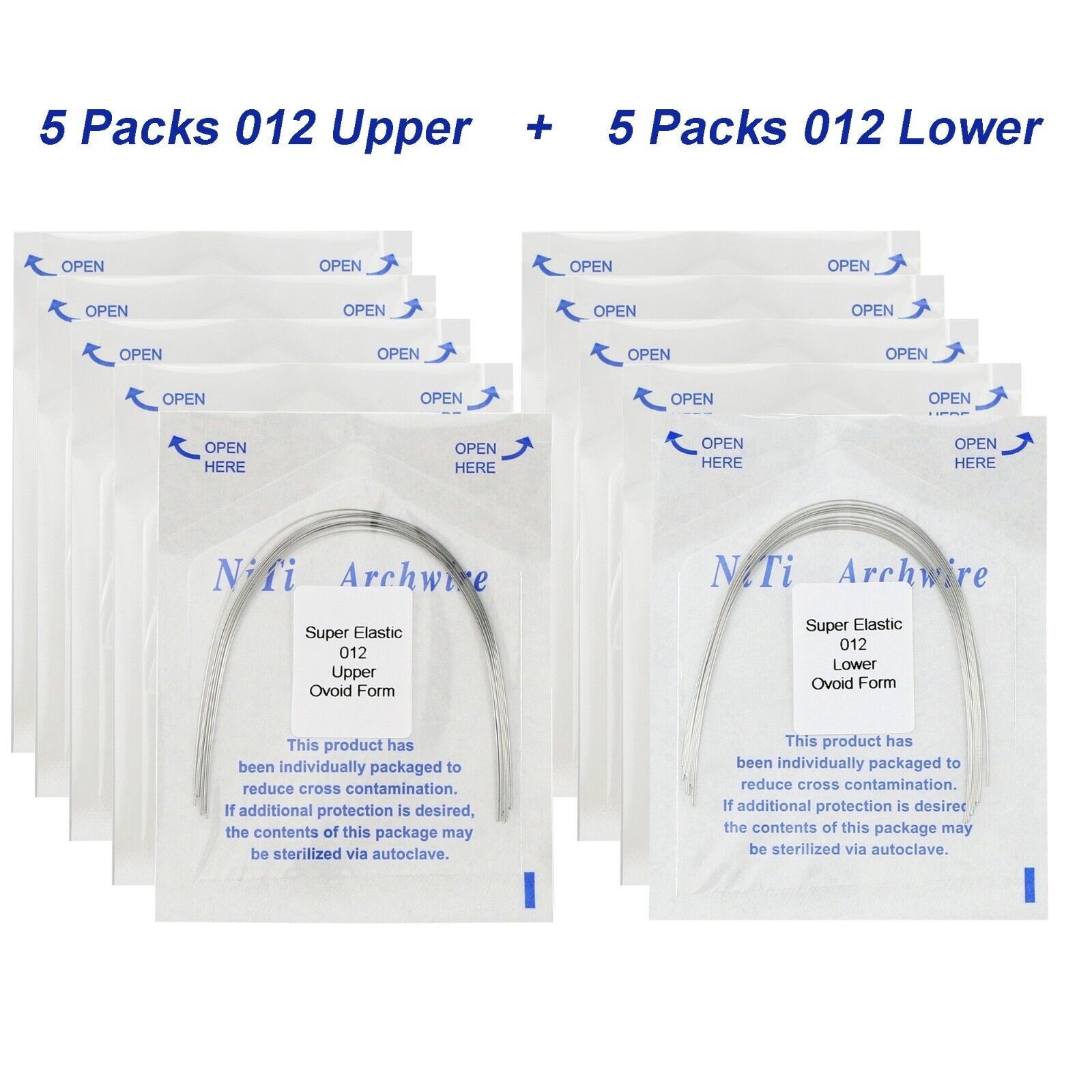 100Pcs Dental Orthodontic Arch Wire NiTi Ovoid Round Rectangular 012-020 U/L