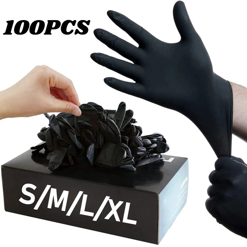 10 20 50 100PCS Black Nitrile Disposable Gloves for Work Latex Free Home