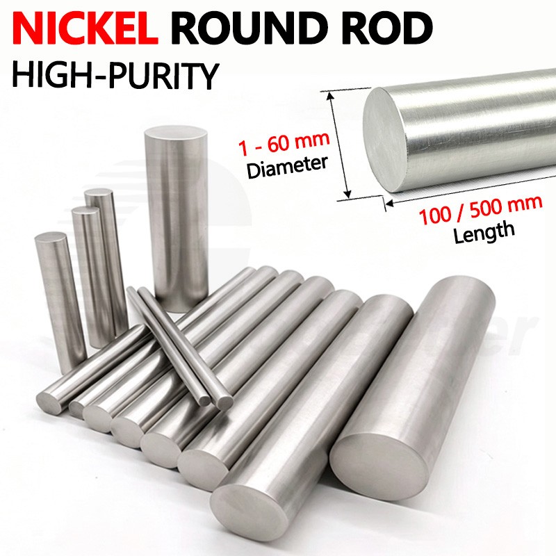 Ø1-60mm Pure Nickel Round Bar Rod For Electroplating Anode Element 100mm 500mm L
