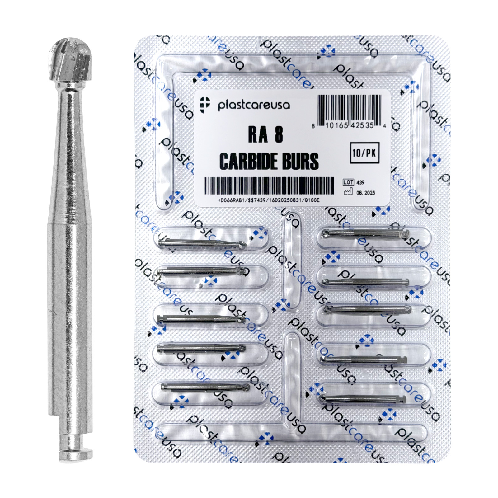 10 RA8 RA 8 Round Carbide Dental Burs Slow Speed Handpiece Friction Grip Drill