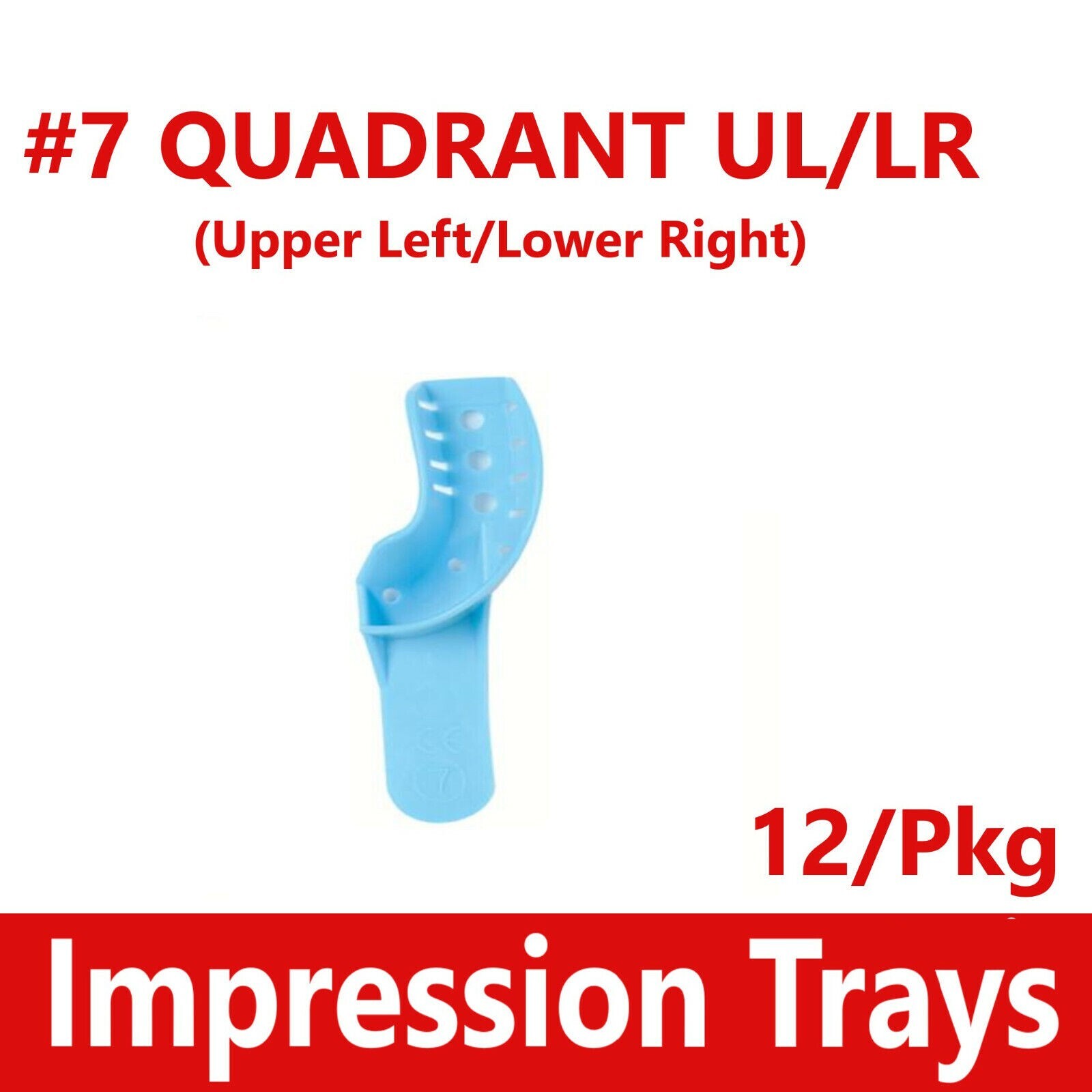 12Pcs/Pack Dental Impression Trays Perforated Plastic Disposable XL, L, M, S