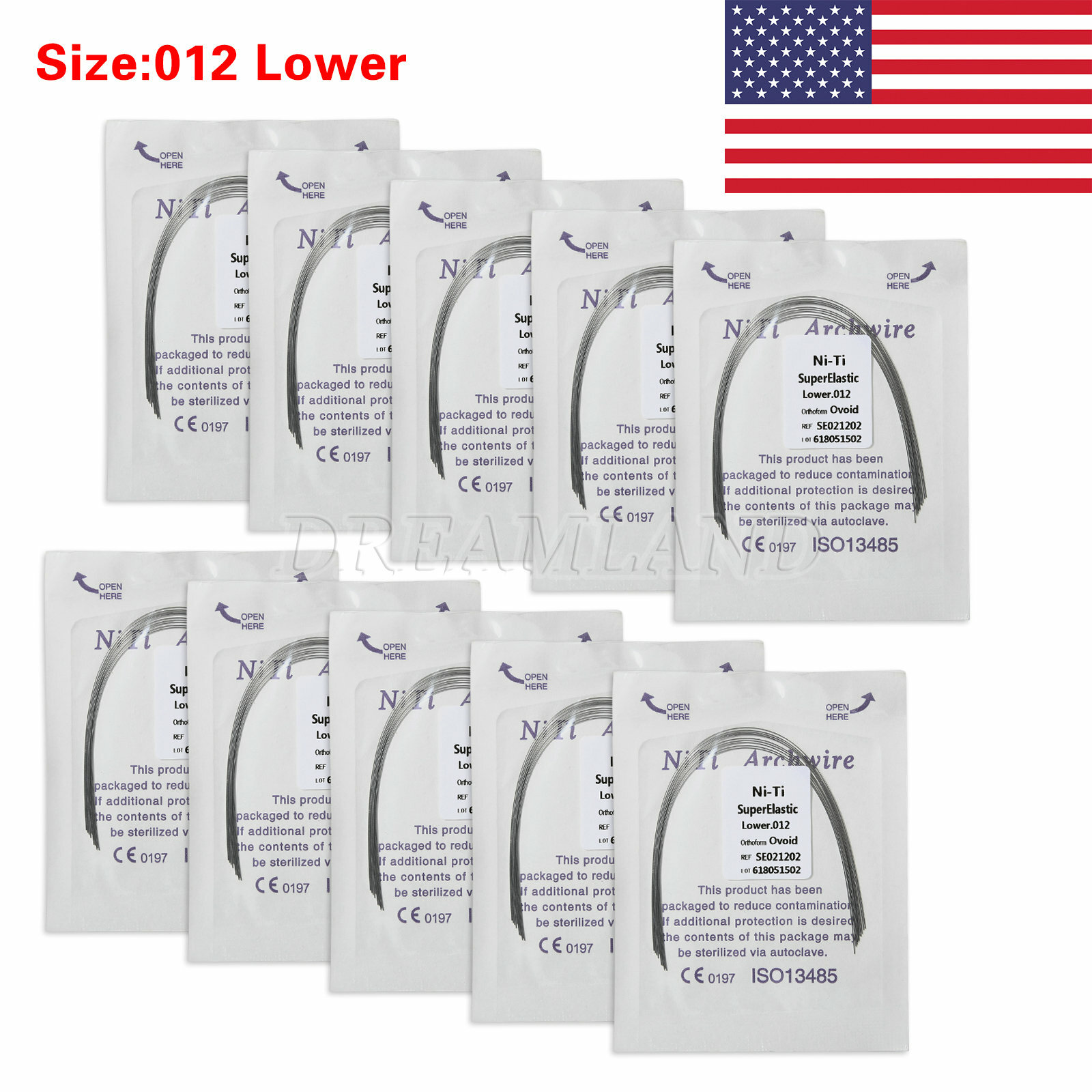 10Packs/100pcs dental orthodontic super elastic NITI round arch wire Ovoid form