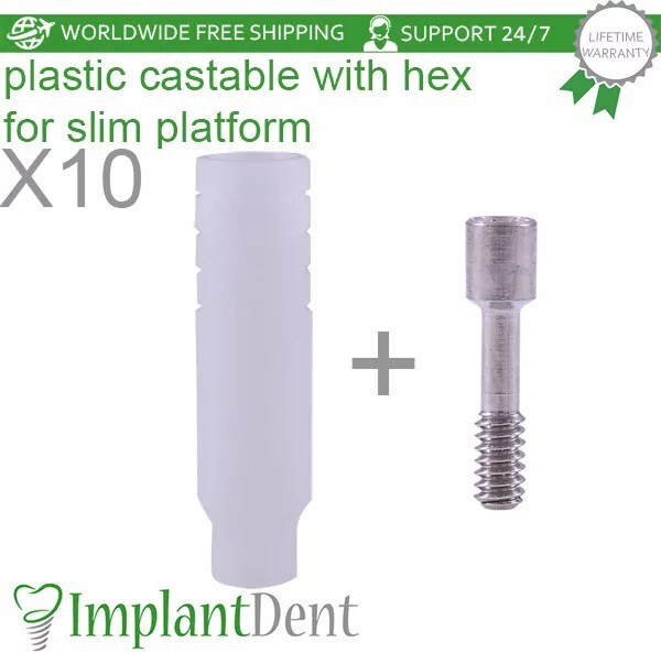 10x Dental Anti Rotational Castable Prosthetic For Slim Platform Int Hex 2.0mm