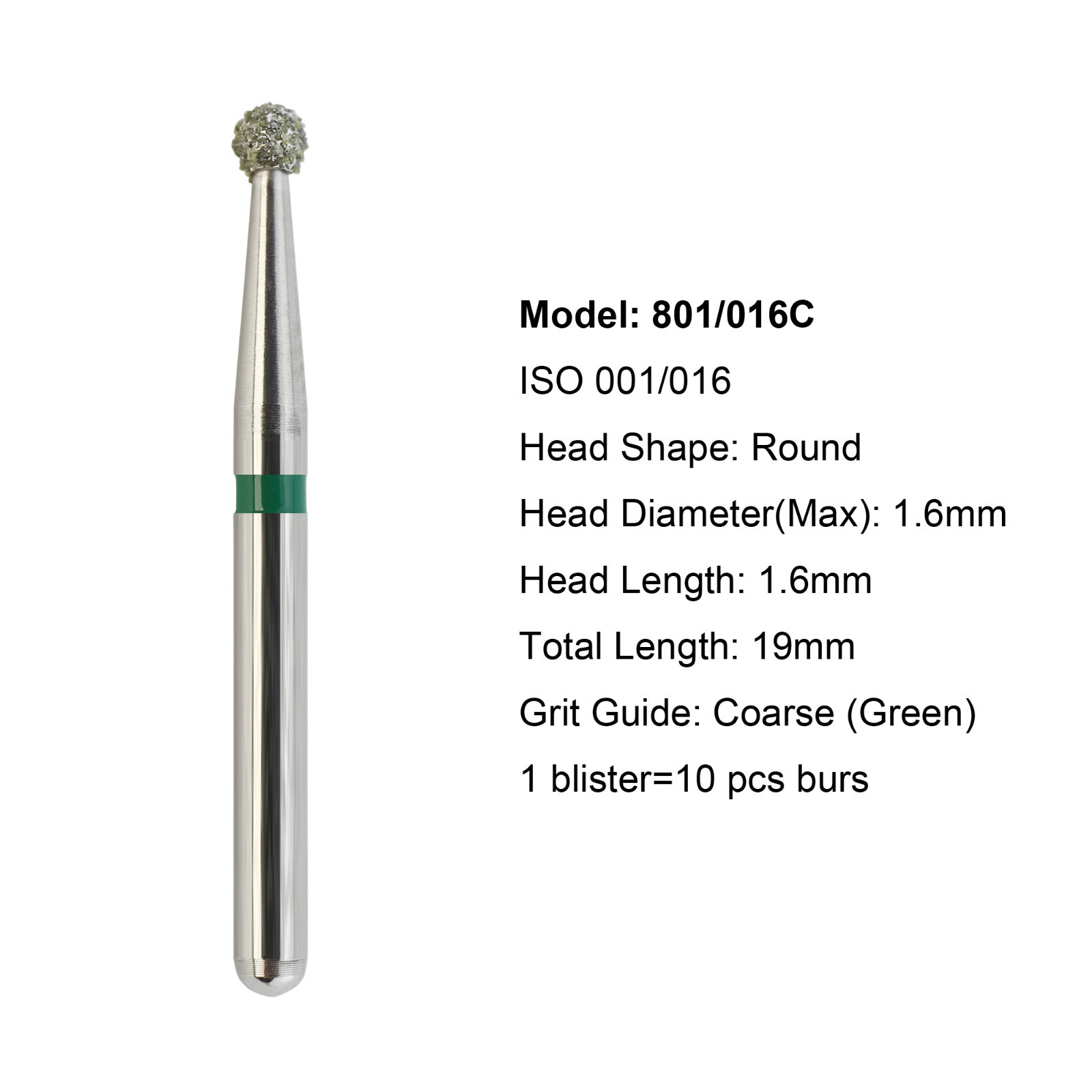 Multi-Use Dental Diamond Burs Round Ball Bur FG 801 801L Surgical Friction Grip
