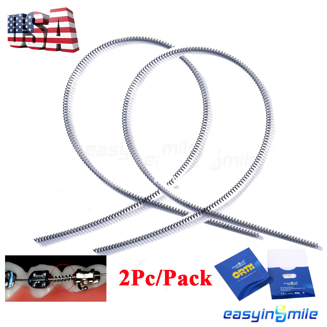 EASYINSMILE Dental Orthodontic NITI Open Coil Spring .010″/.012″ 180mm 2pcs/pack