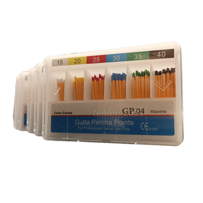 Endodontic GUTTA PERCHA POINTS Taper 0.4, All Sizes Dental Meta, 60 Points/box