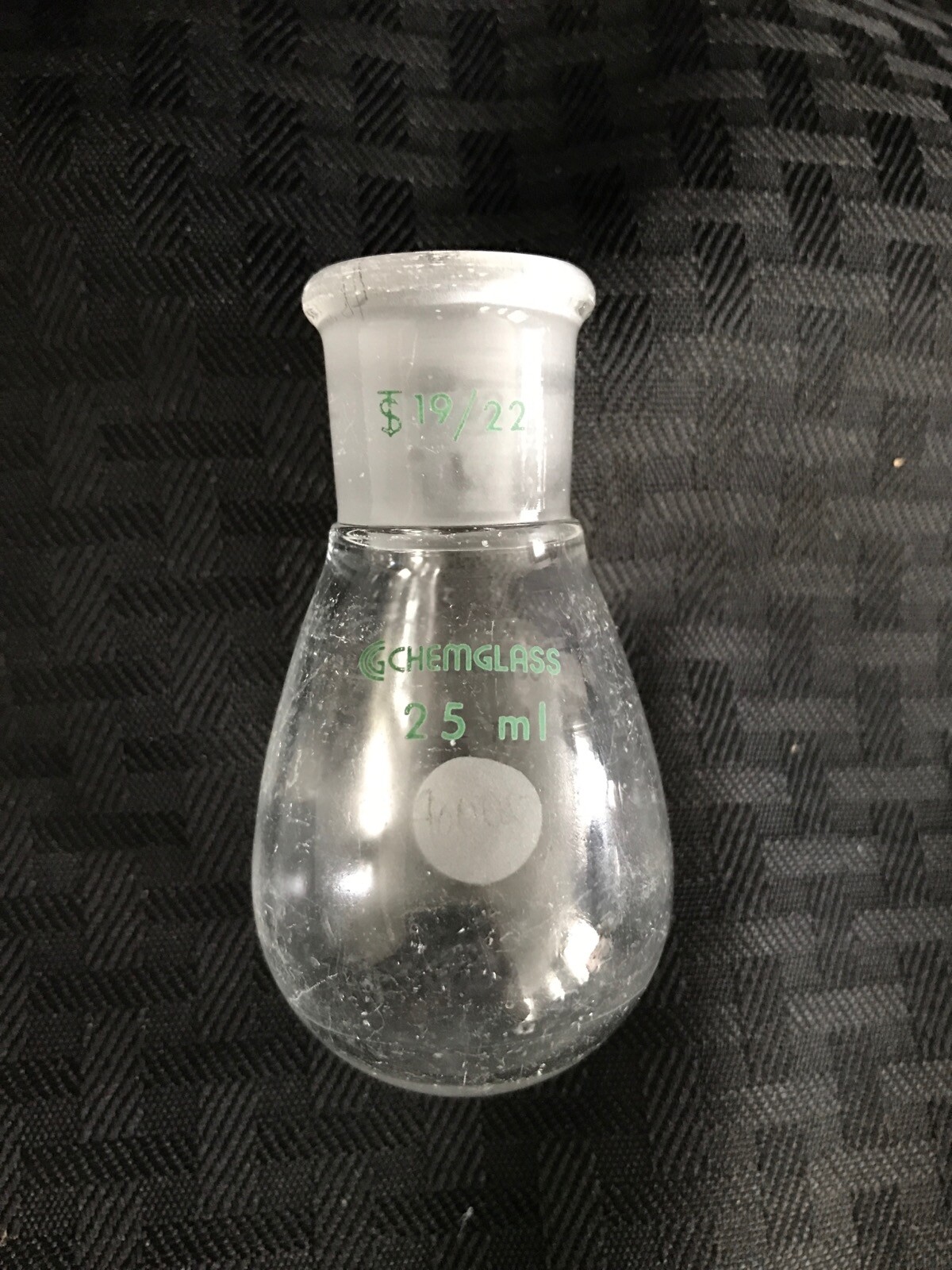 CHEMGLASS Glass 25mL Rotary Evaporating Recovery Flask 19/22 Outer CG-1512-54 B