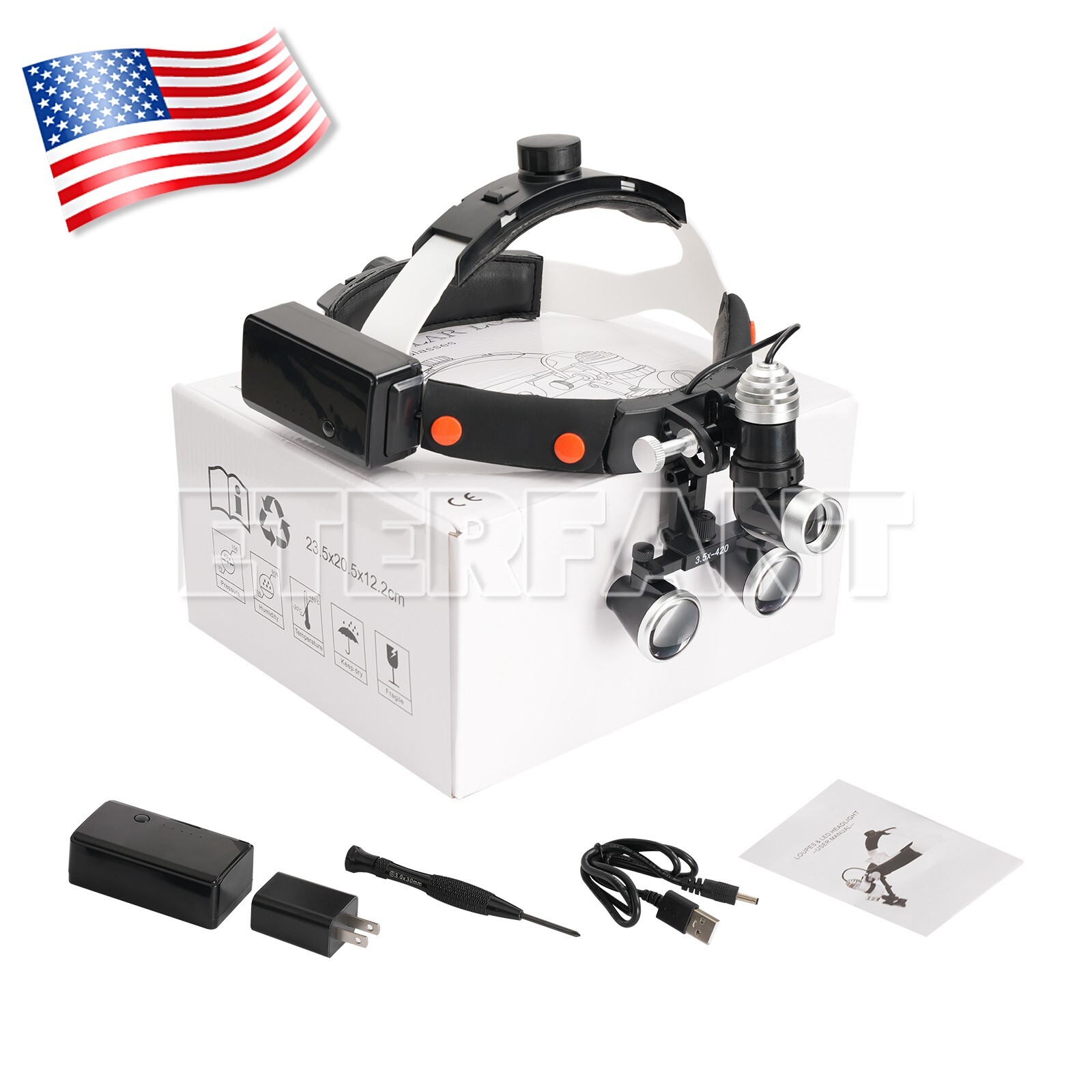 Surgical Led Headlight with 3.5X Binocular Loupes for Medical Ent and Dental