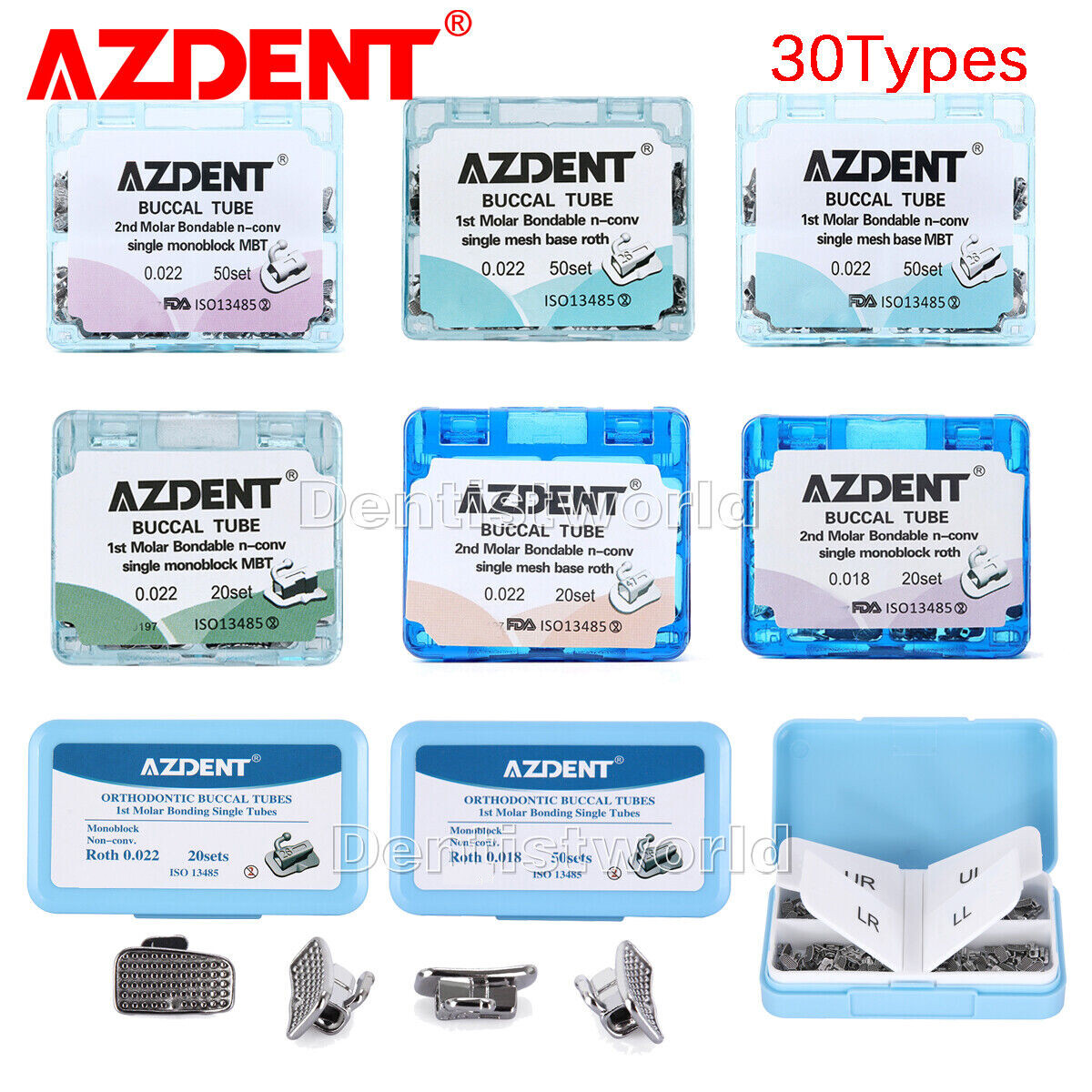 AZDENT Dental Orthodontic Buccal Tubes 1st 2nd Molar Tube Roth MBT 0.022 0.018