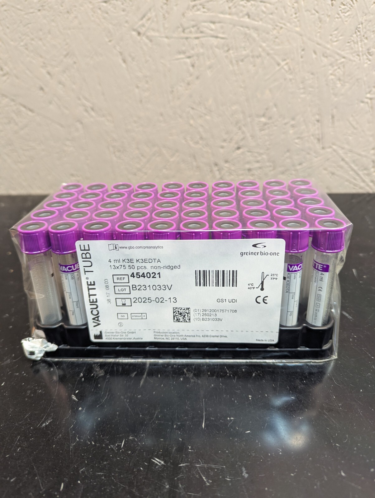 Greiner Bio-One Vacuette Tube 4mL K3E K3EDTA REF 454021 Pack of 50