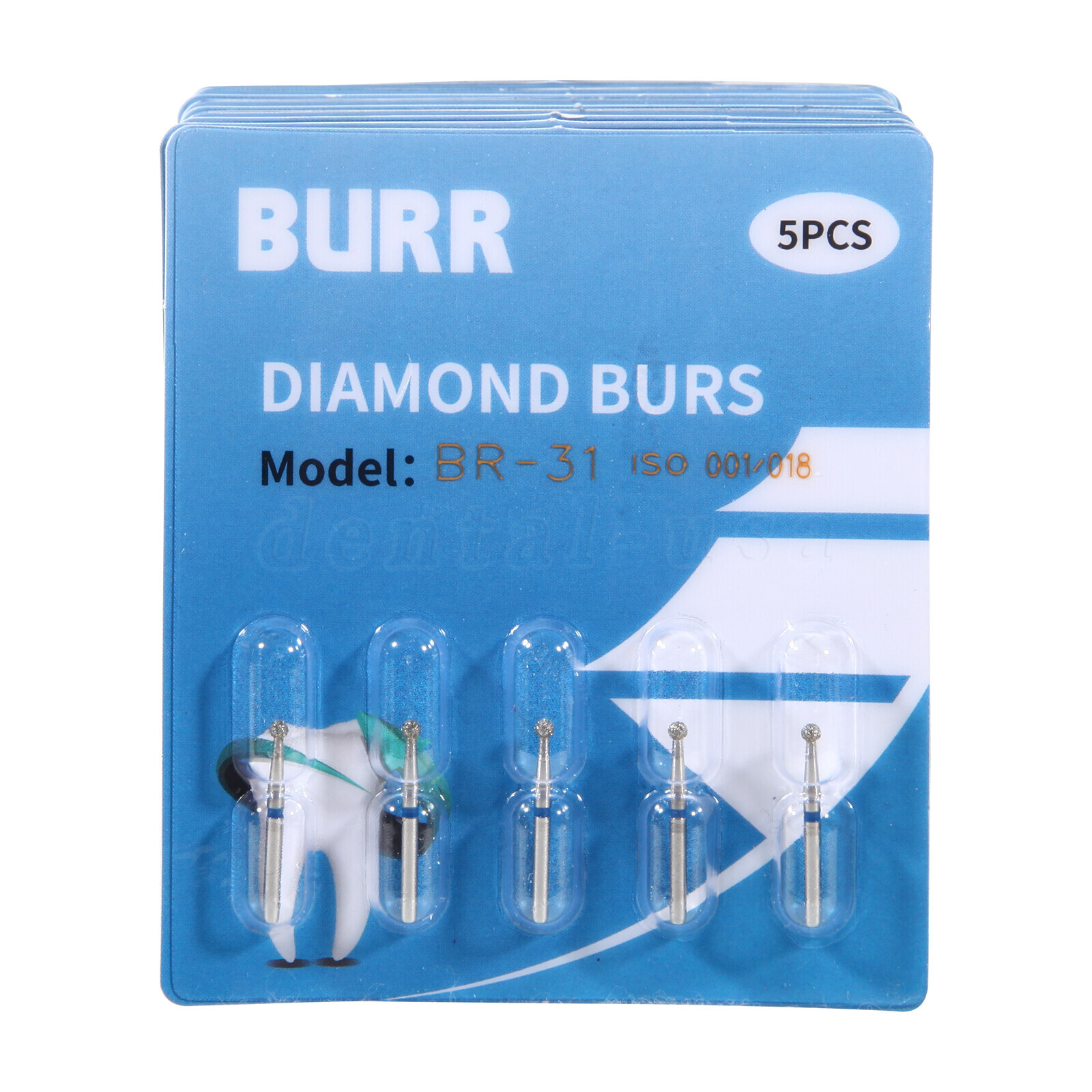 50pcs Fresas dentales de diamante redondas para pieza de mano de alta velocida
