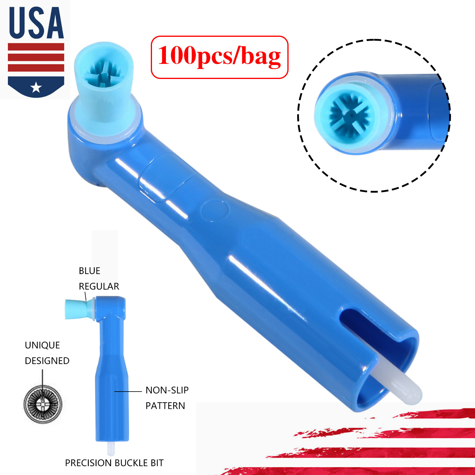 Dental Prophy Angles Firm Cup Blue, Disposable & Latex Free (1 Box of 100)