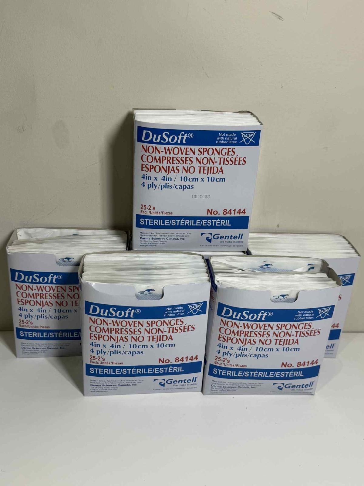 6x Gentell DuSoft 4×4 Sterile Non-Woven Sponges 4-Ply 25×2 (300 Total)