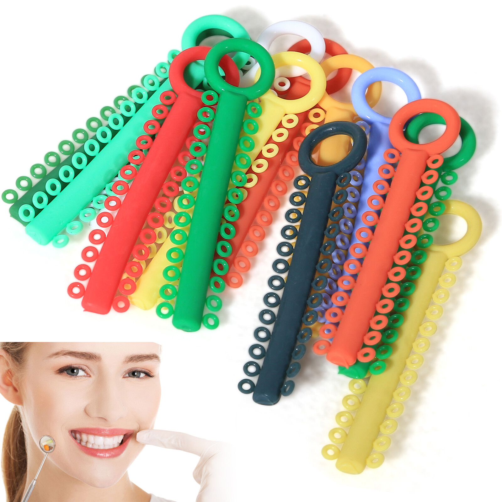 Dental Orthodontics Ligature Ties Elastic Multi-Colored /Placement Gun Dispenser