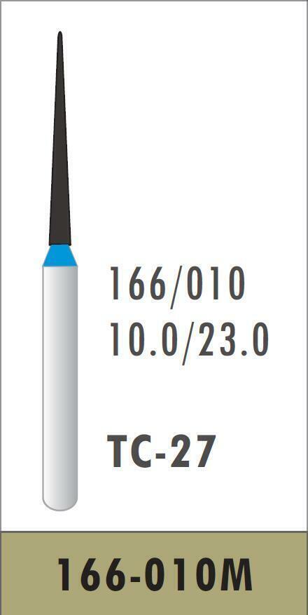 10-1000×Diamond Bur End Needle/TC Shank 23mm 166-010M Medium Grit TC-27