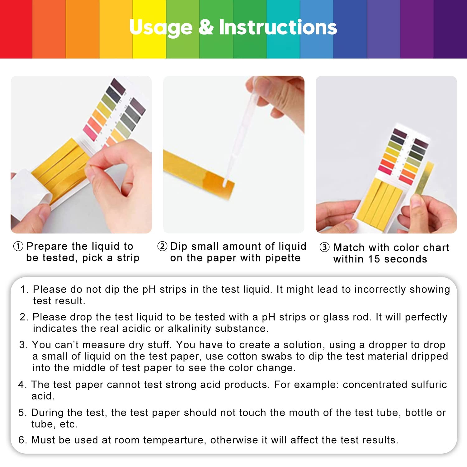 400Pcs pH Indicator Test Strips 1-14 Laboratory Paper Litmus Tester Urine Saliva