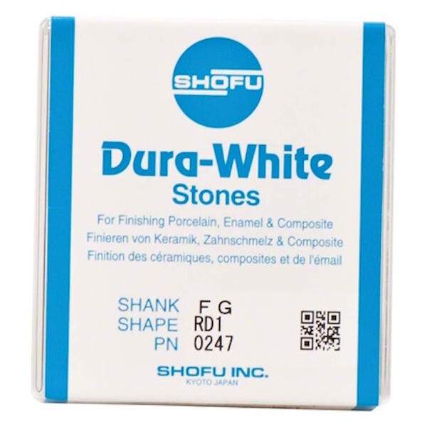 Dental Abbrasives-12 pc.Dura-White AluminumOxide Stones:Shank FG/Shape RD1 Shofu