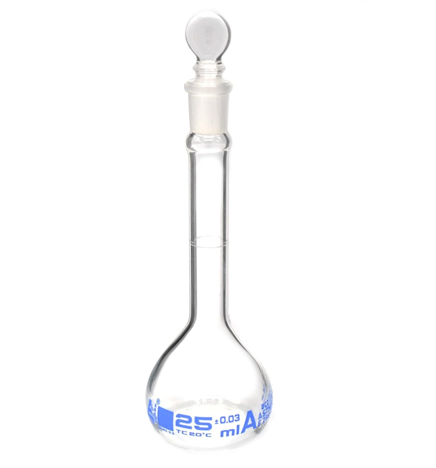 Volumetric Flask, 25ml – Class A, ASTM – Tolerance ±0.030 ml – Glass 25mL