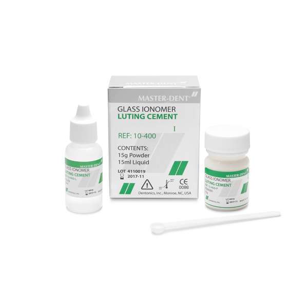 Master-Dent Glass Ionomer Cement with Fluoride, Self-Cure, White, 15g Kit
