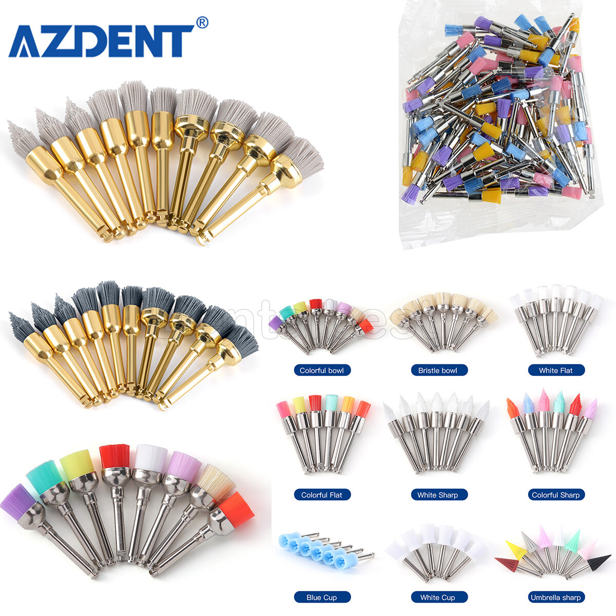 Dental Polishing Brush Bowl Brush Flat Type Polishing Polisher Prophy Brushes