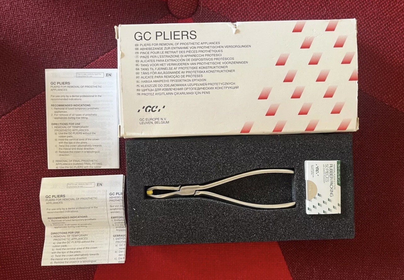 GC Pliers Temporary Crown Removal Instrument Set Rubber Tips Emery KY Plier Fuji