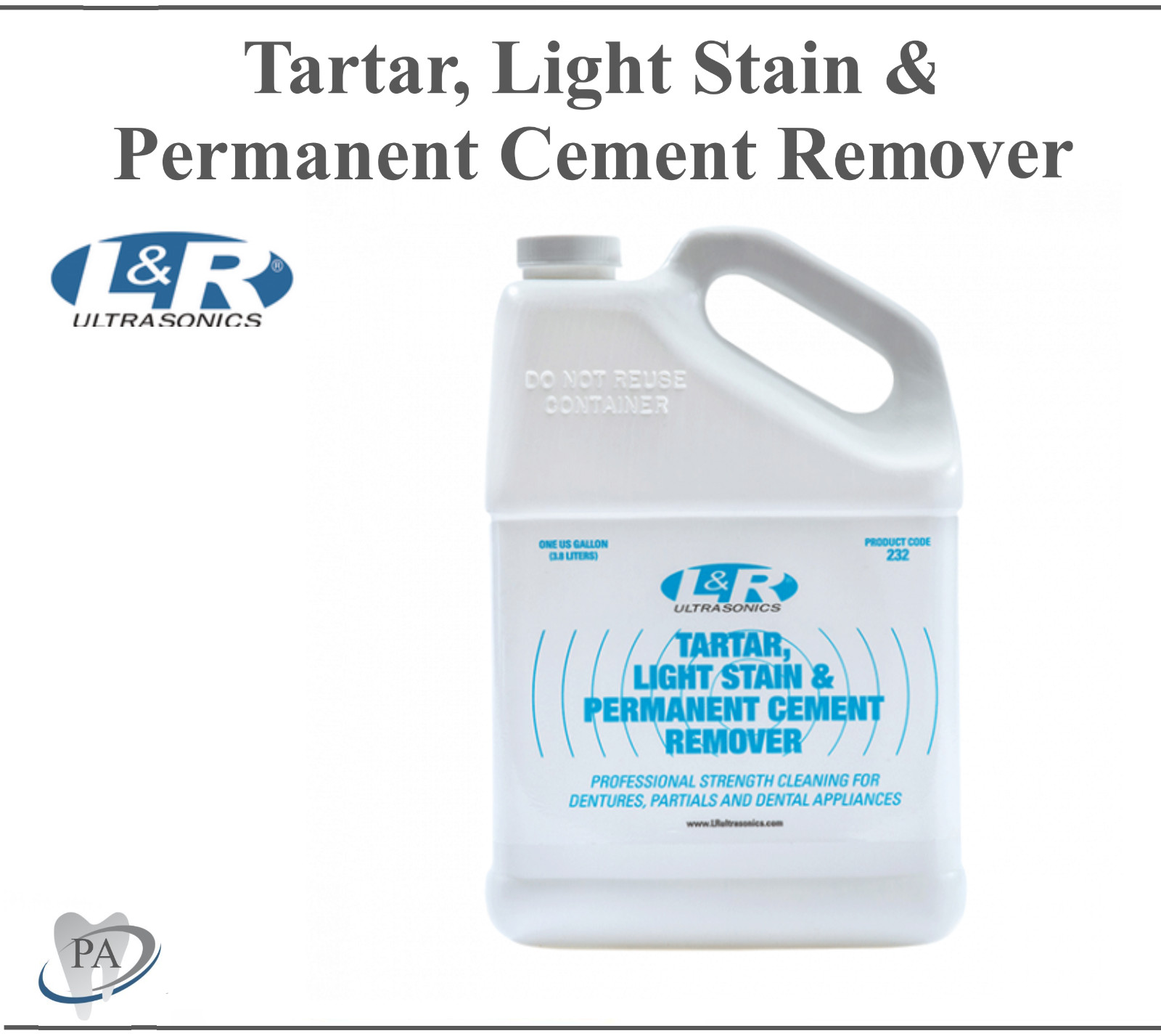 Dental Ultrasonic Solution Tartar, Light Stain & Permanent Cement Remover, 1 Gl