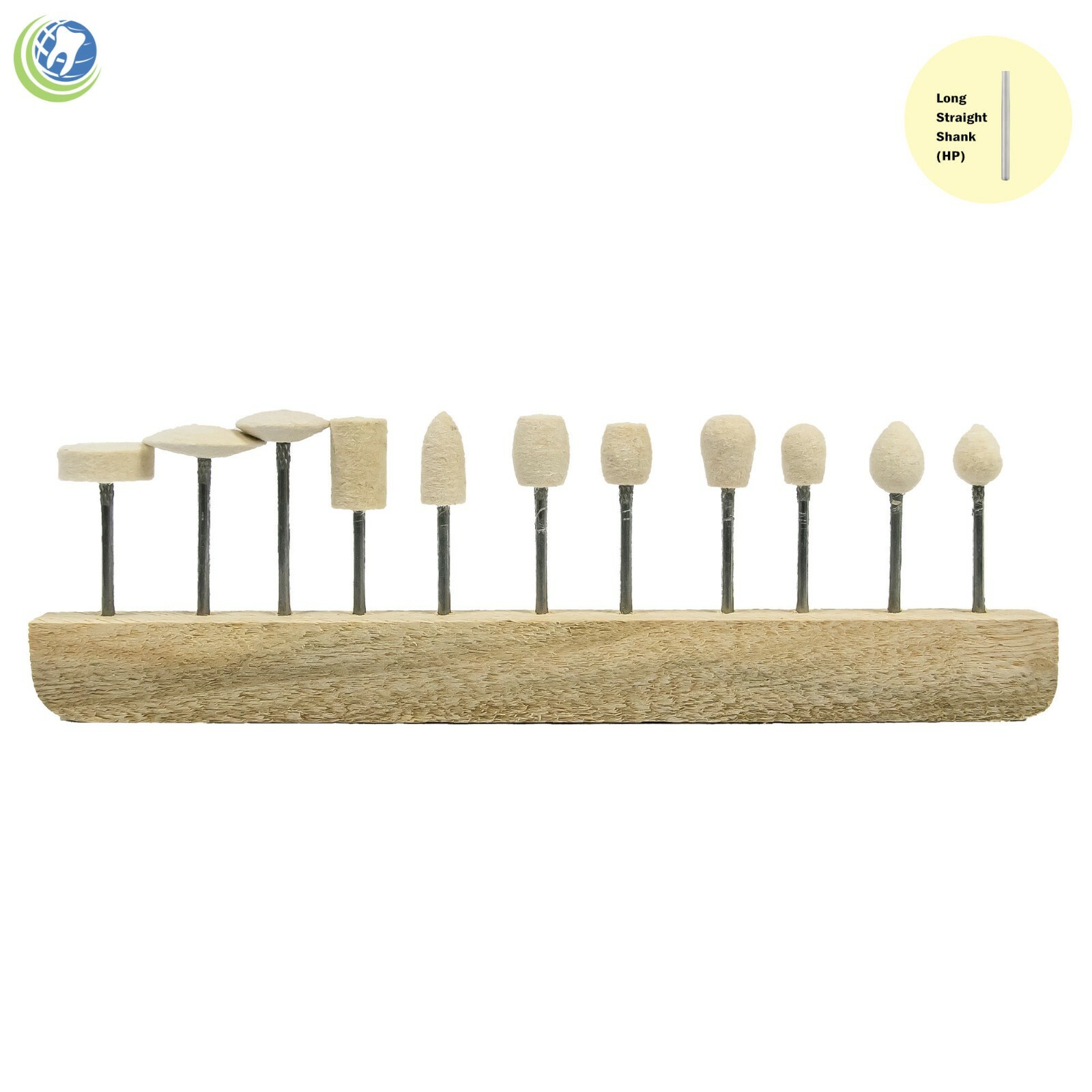 DENTAL LABORATORY JEWELRY POLISHING ASSORTED MOUNTED FELT CONES TIPS KIT OF 11