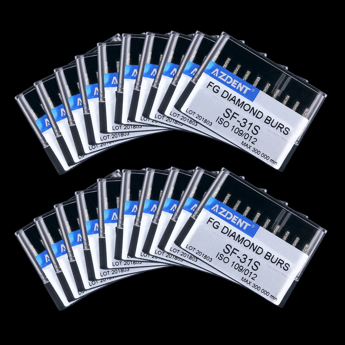 10 Kits Dental Super Coarse Diamond Burs Straight /Cylindrical Flat Head SF-31S