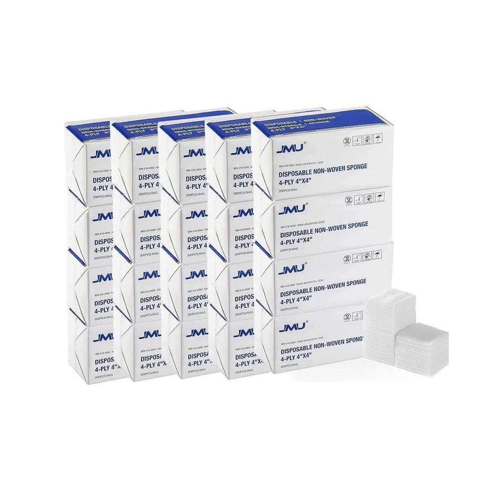 JMU 4″ x 4″ Non-Woven 4-Ply Sponge, Non-Sterile, 4000/Case