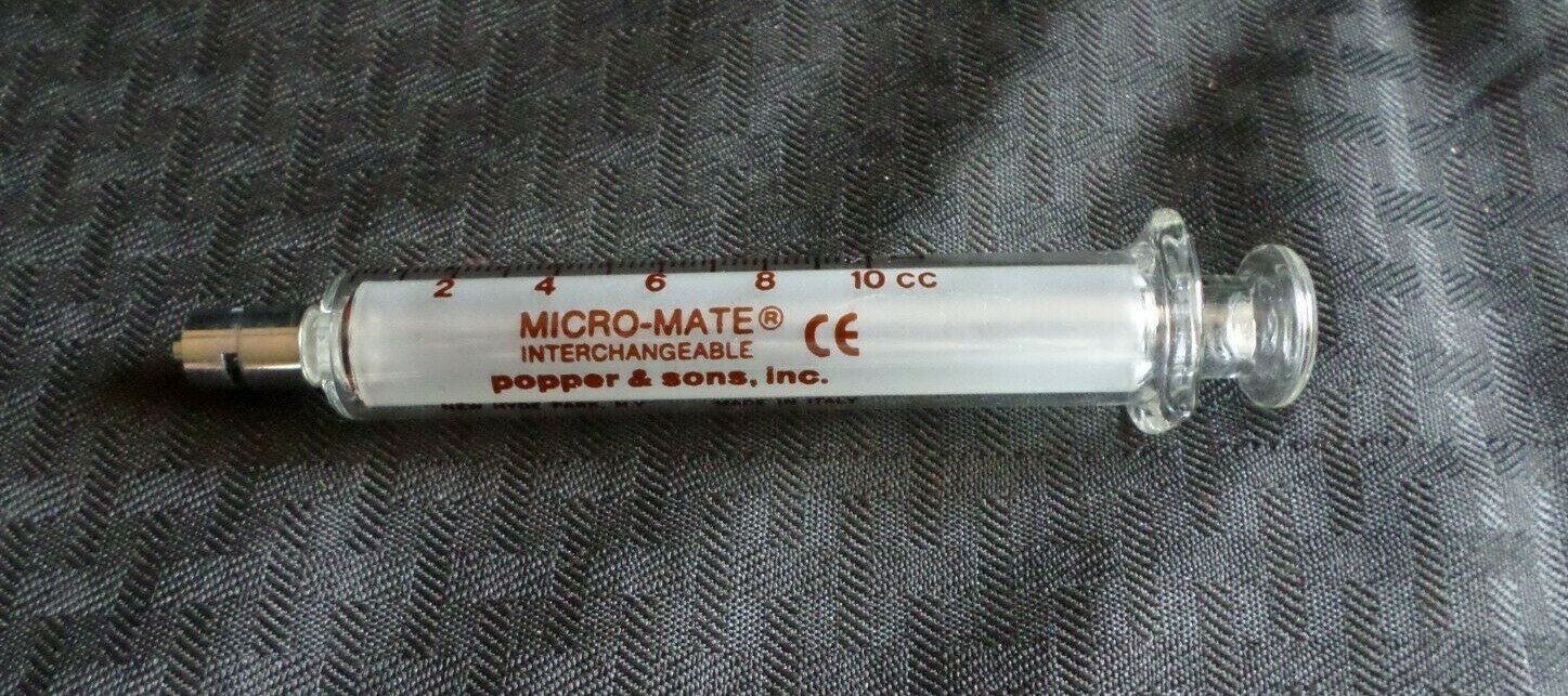 Popper & Sons 10cc Perfektum Micro-Mate Glass Syringe w/ Luer Lock 14-825-3A
