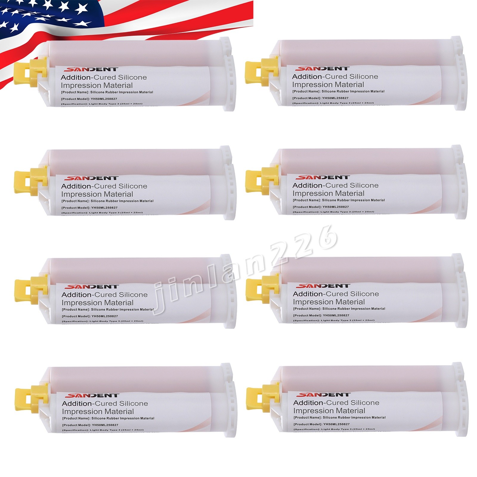 8x50ml VPS Impression Material Cartridge Light Body Rapid Set +40 Tips