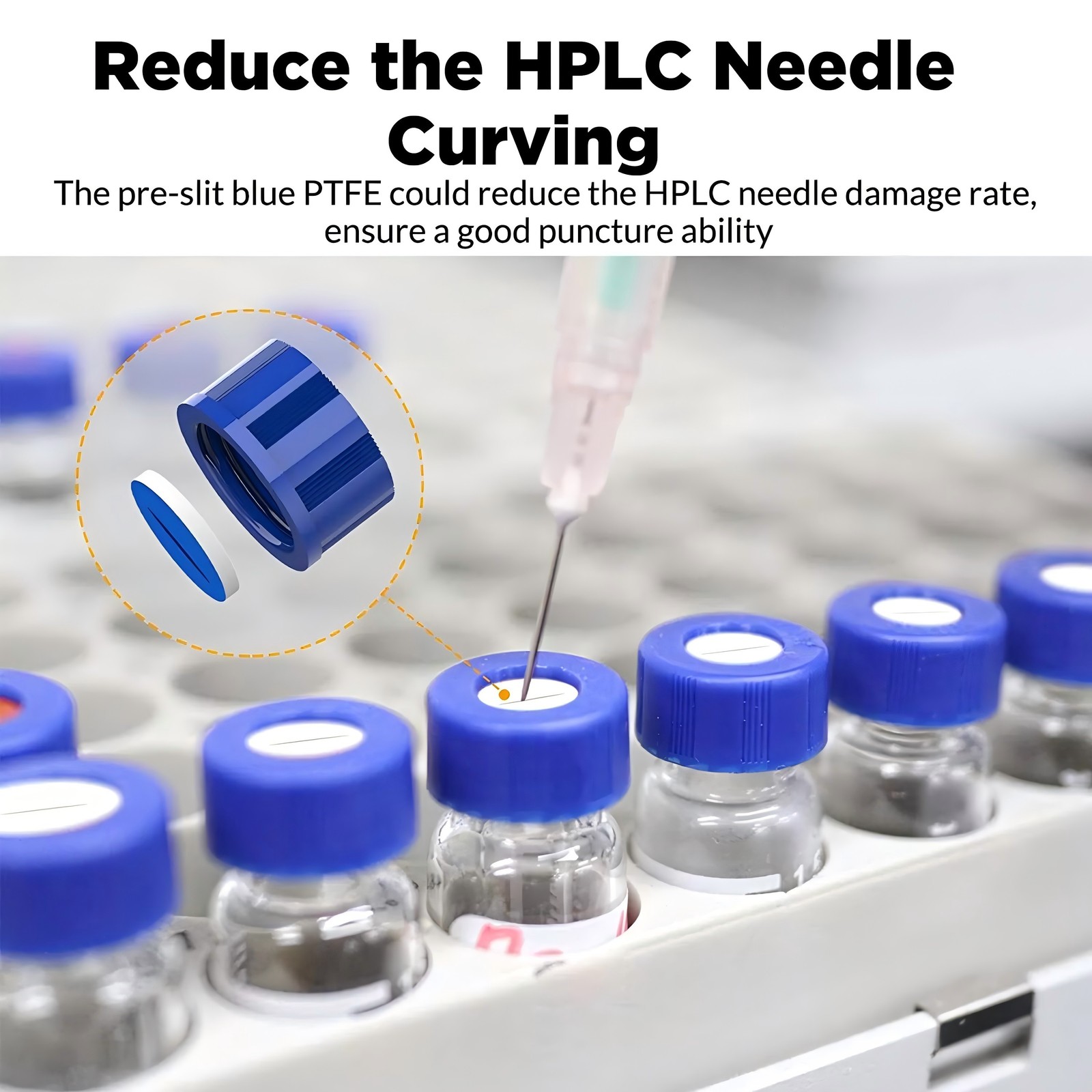 1000x2ml Autosampler Vials+Pre-Slit Caps 9-425 Glass Bottle Screw Top HPLC GC UA