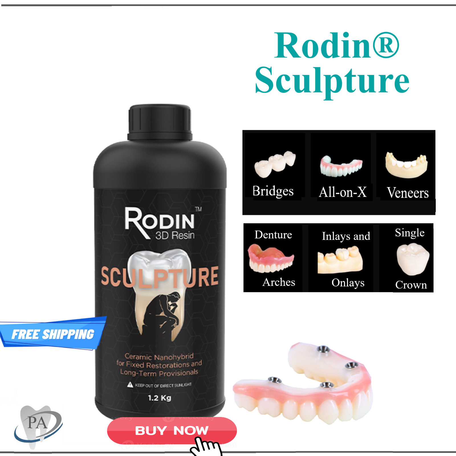 3D Resin Rodin Sculpture Ceramic Nanohybrid Shade 0M3 (Bleach), A1, 600g, 1.2kg
