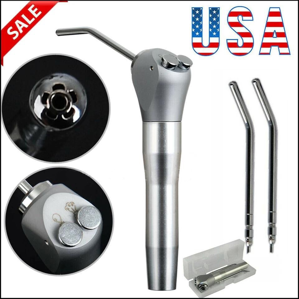 Dental Air Water Spray Triple 3 Way Button Syringe Handpiece + 2 Nozzles Tips