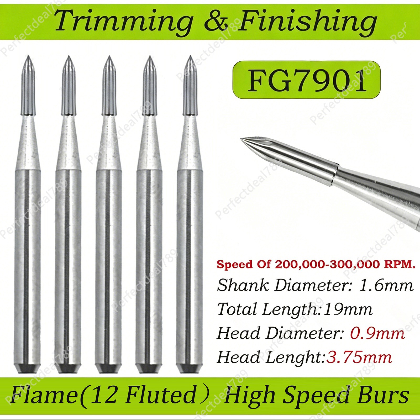 Dental Trimming & Finishing Carbide Burs Tungsten Needle Shape FG7901/ 7902/7903