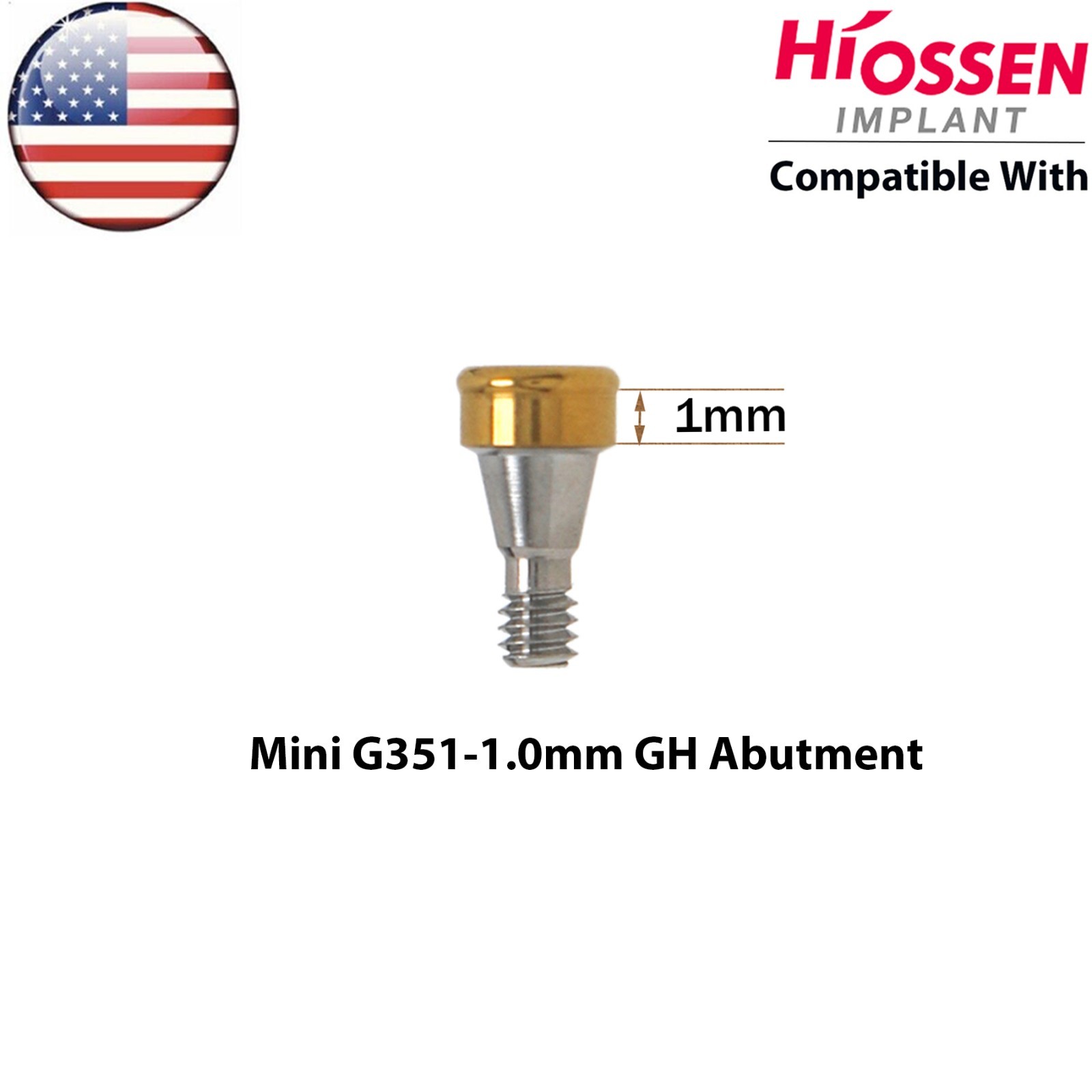 US Fit HIOSSEN Mini Dental Overdenture Locator Abutment 1-6mm GH & Male Caps Kit