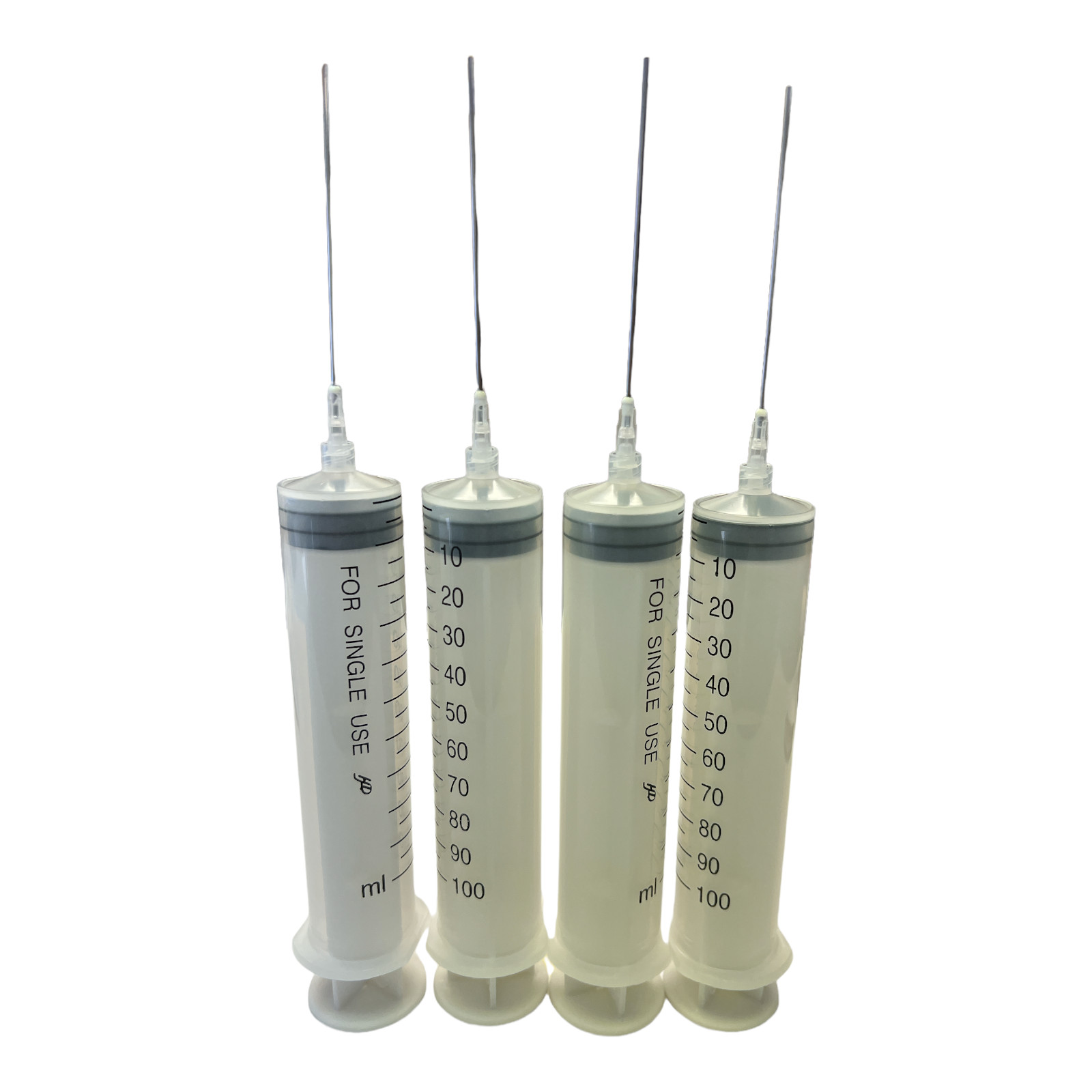 4 BIG Syringes needles 100ml Blunt Tips Cap Dispense Liquid Gel Glue Craft