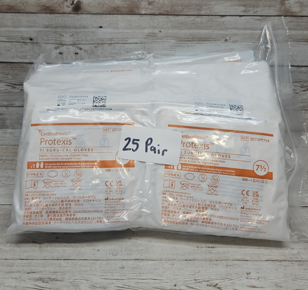 Protexis PI Surgical Gloves *25 Pair* Cardinal Health Size: 7.5 Exp: 12/27