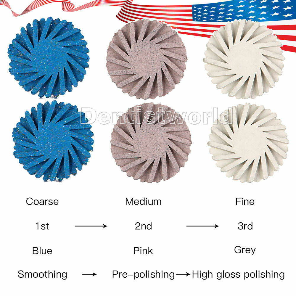 AZDENT Dental Composite Polishing Diamond System RA Disc 14mm Wheel 6Pc